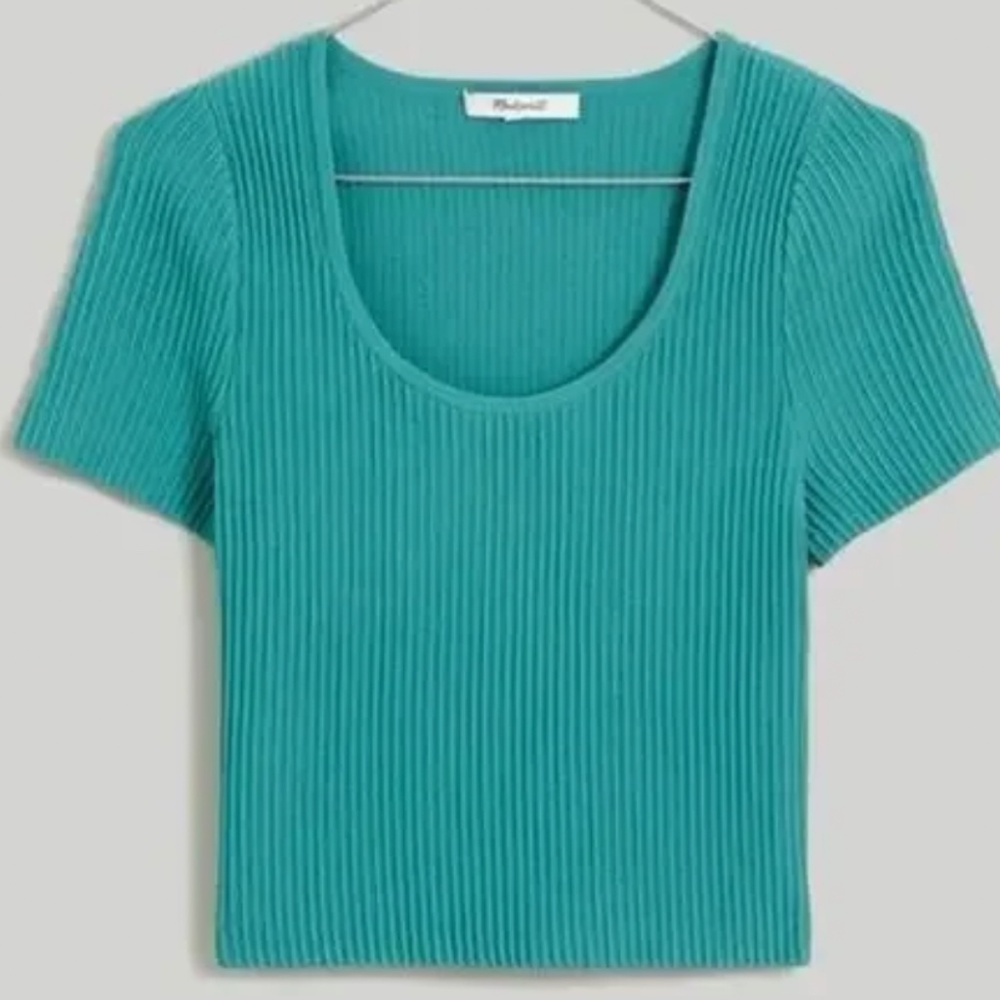 NWT Madewell Ottoman Rib Crop Short Sleeve Sweater T-shirt Sz L